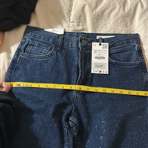 Zara Women High Waist Bootcut Rhinestone Embellished Jeans 2024 - Picture 15 of 15